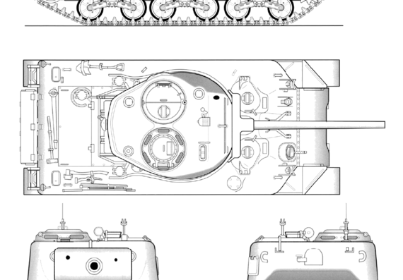 Танк M4A4 [76] Sherman - чертежи, габариты, рисунки